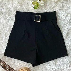 NEW! Chic Black High Waist Shorts with Buckle (Size XS-S)